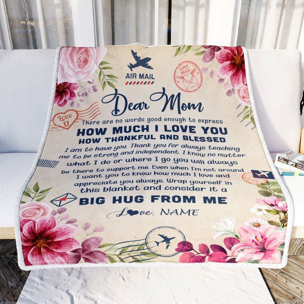 Personalized Dear Mom Blanket From Daughter Son Child There are No Words Good Enough to Express Flower, Mother's Day Blanket, Mothers Day Birthday