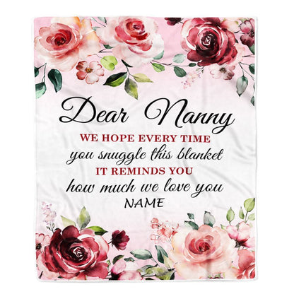 Personalized Dear Nanny Blanket From Kids We Hope Every Time Rose Floral, Mother's Day Blanket, Mothers Day Birthday Gifts For Mom