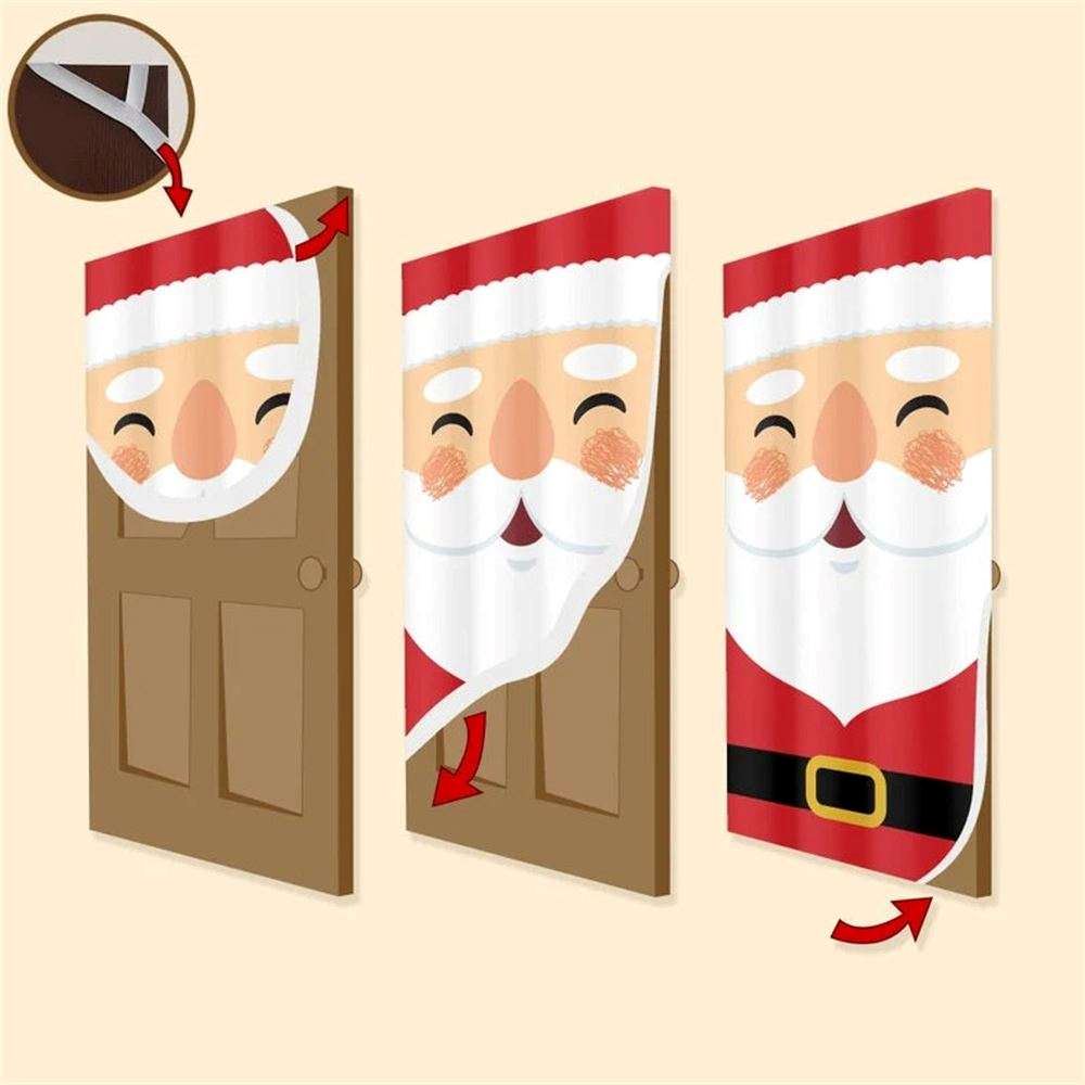 Personalized Deer Christmas Door Cover, Christmas Door Knob Covers, Christmas Outdoor Decoration