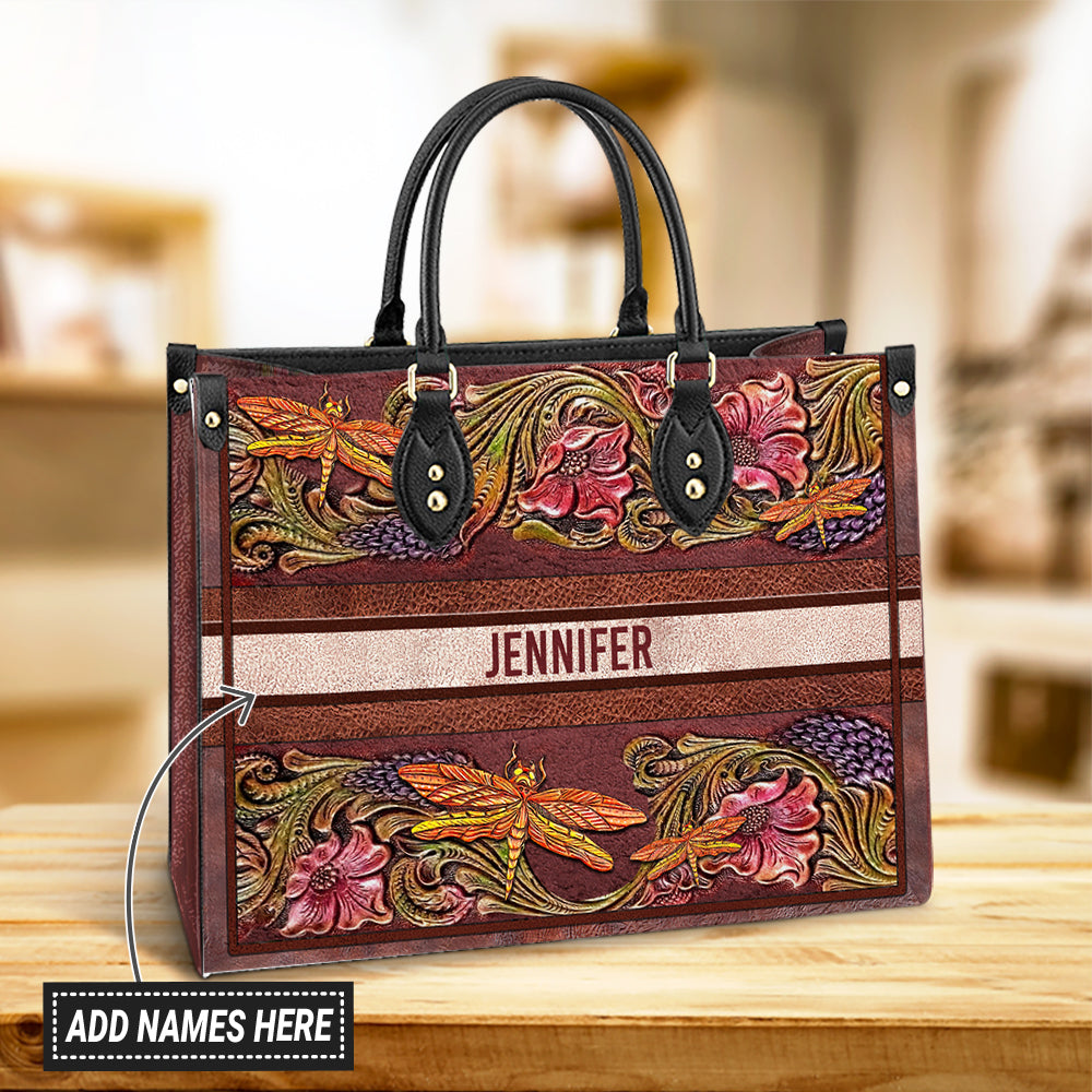 Personalized Dragonfly Leather Leather Bag, Women's Pu Leather Bag, Best Mother's Day Gifts