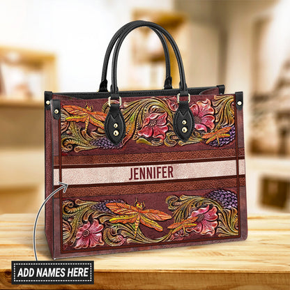 Personalized Dragonfly Leather Leather Bag, Women's Pu Leather Bag, Best Mother's Day Gifts