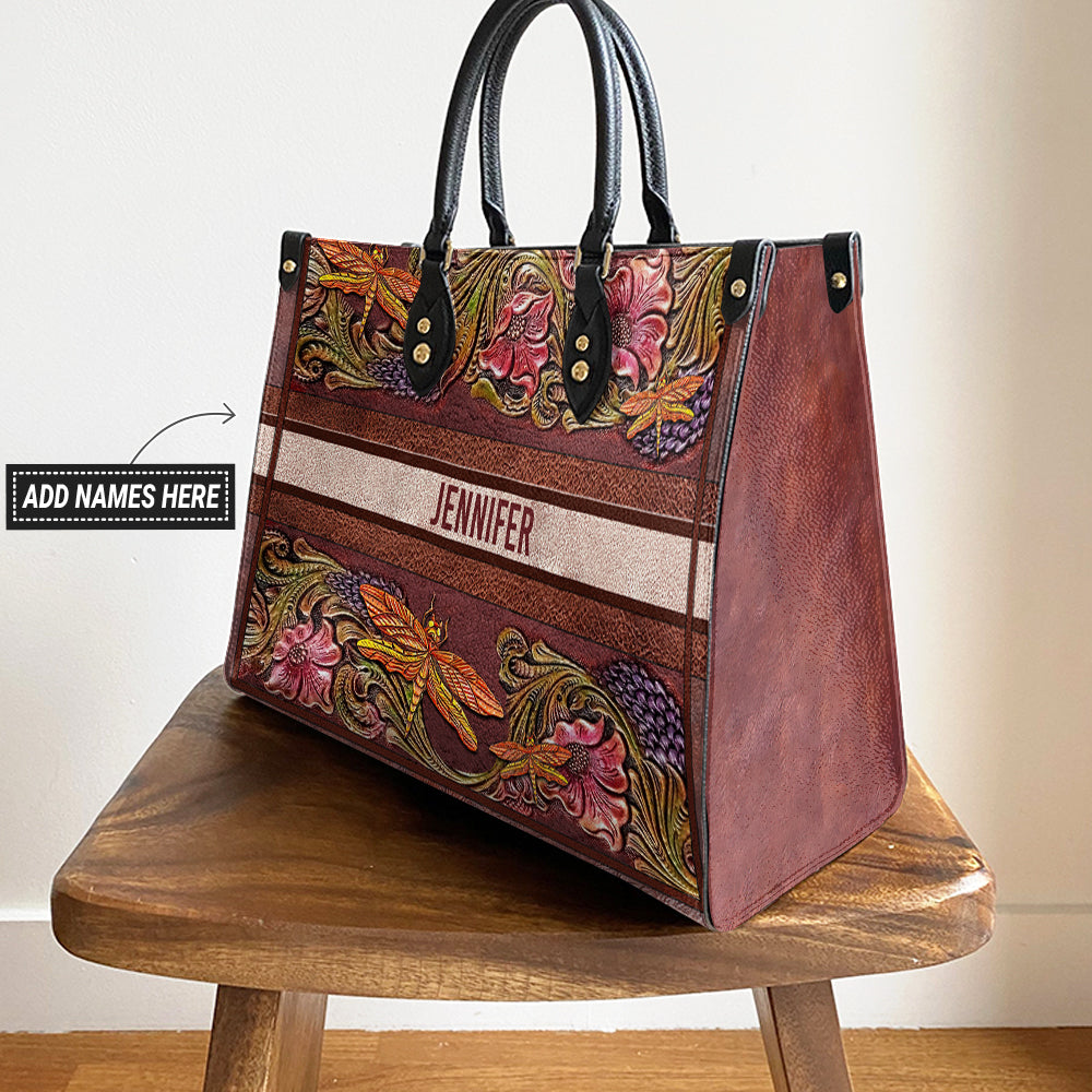Personalized Dragonfly Leather Leather Bag, Women's Pu Leather Bag, Best Mother's Day Gifts
