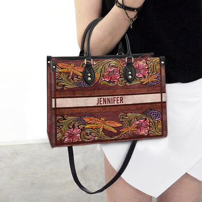 Personalized Dragonfly Leather Leather Bag, Women's Pu Leather Bag, Best Mother's Day Gifts