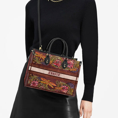 Personalized Dragonfly Leather Leather Bag, Women's Pu Leather Bag, Best Mother's Day Gifts