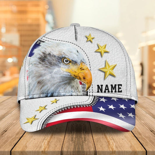 Personalized Eagle American Baseball Cap Hat - White 3D Cap Hat For 4Th Of July, Christian Baseball Cap, Religious Cap, Jesus Gift, Jesus Hat