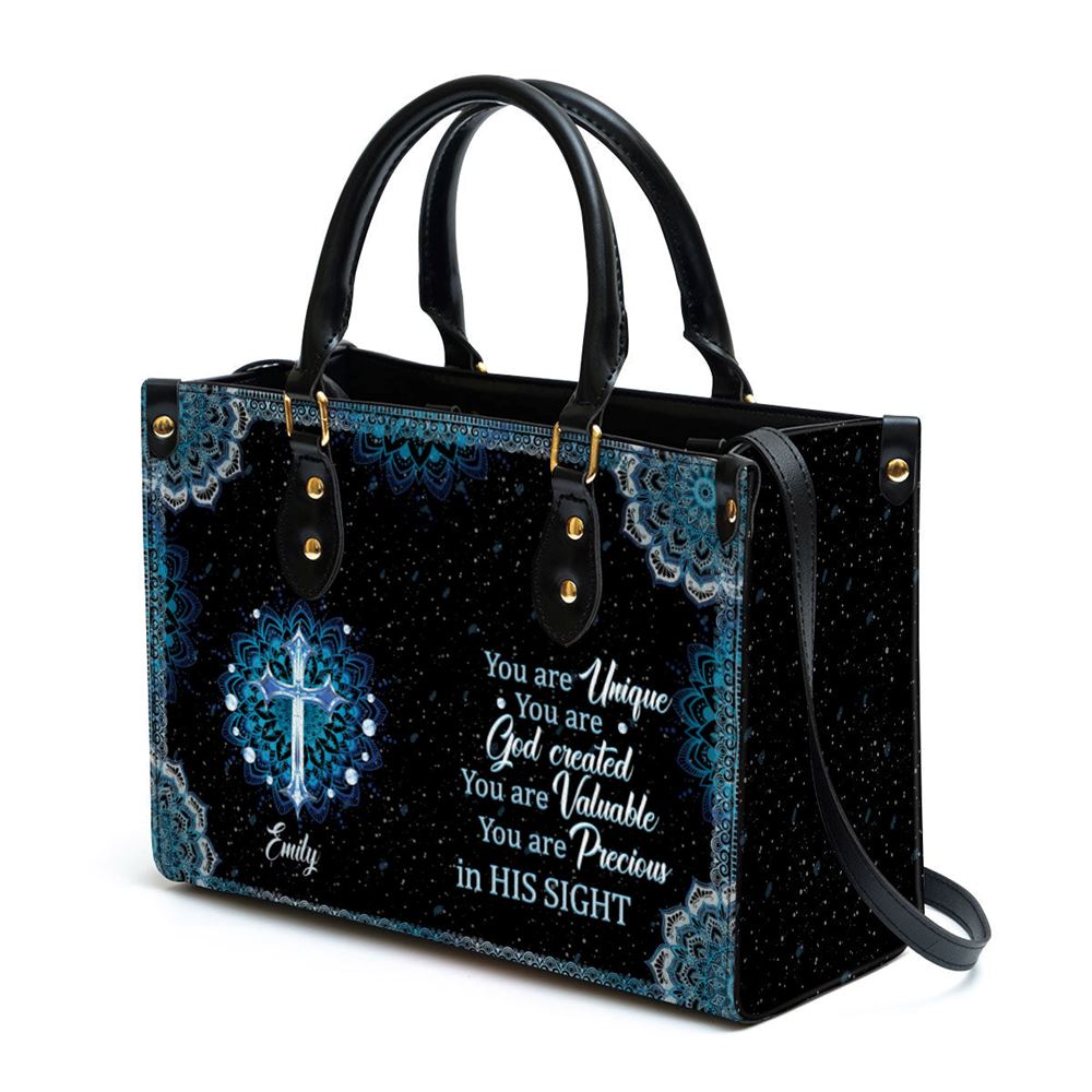 Personalized Elegant You Are Precious In His Sight Leather Bag, Christian Pu Leather Bags For Women
