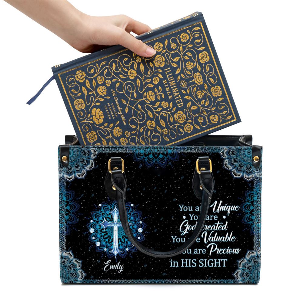 Personalized Elegant You Are Precious In His Sight Leather Bag, Christian Pu Leather Bags For Women