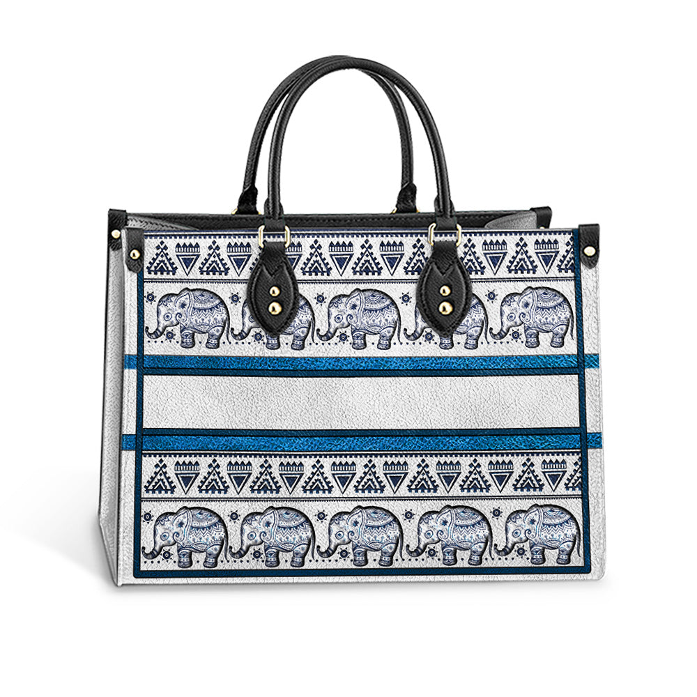 Personalized Elephant Mandala Border For Elephant Lovers Leather Bag, Women's Pu Leather Bag, Best Mother's Day Gifts