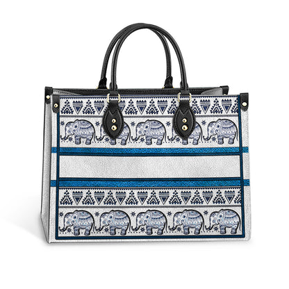 Personalized Elephant Mandala Border For Elephant Lovers Leather Bag, Women's Pu Leather Bag, Best Mother's Day Gifts