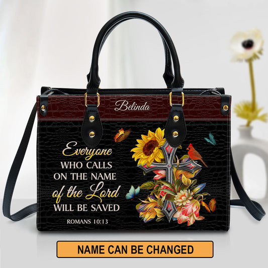 Personalized Everyone Who Calls On The Name Of The Lord Will Be Saved Leather Bag, Christian Pu Leather Bags For Women