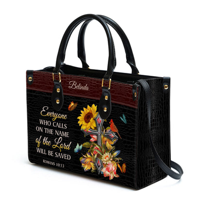 Personalized Everyone Who Calls On The Name Of The Lord Will Be Saved Leather Bag, Christian Pu Leather Bags For Women