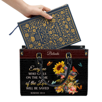 Personalized Everyone Who Calls On The Name Of The Lord Will Be Saved Leather Bag, Christian Pu Leather Bags For Women