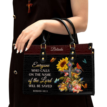 Personalized Everyone Who Calls On The Name Of The Lord Will Be Saved Leather Bag, Christian Pu Leather Bags For Women