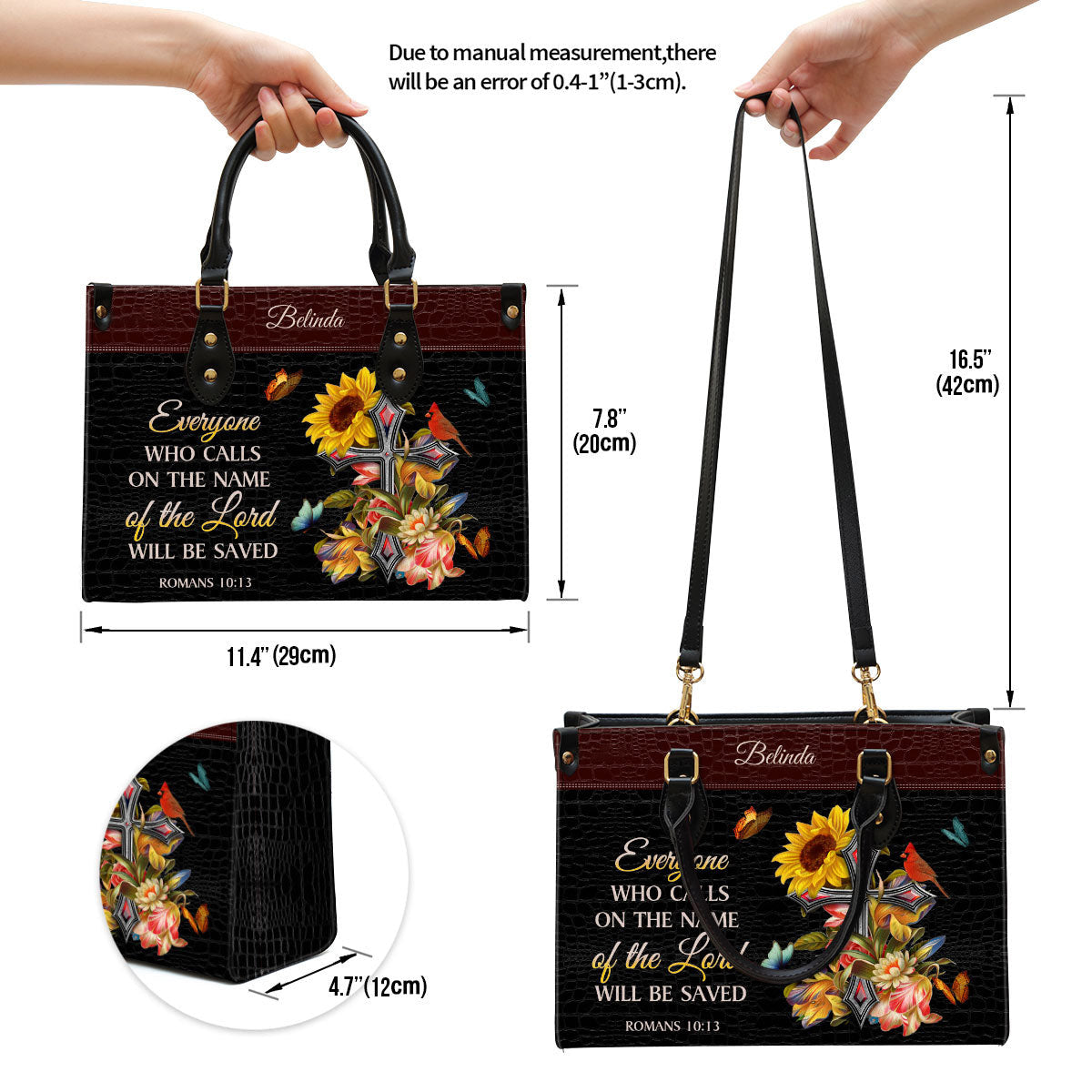 Personalized Everyone Who Calls On The Name Of The Lord Will Be Saved Leather Bag, Christian Pu Leather Bags For Women