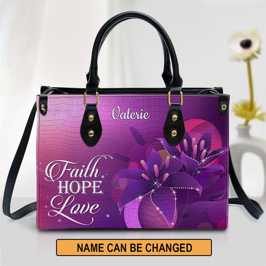 Personalized Faith Hope Love Leather Bag, Christian Pu Leather Bags For Women