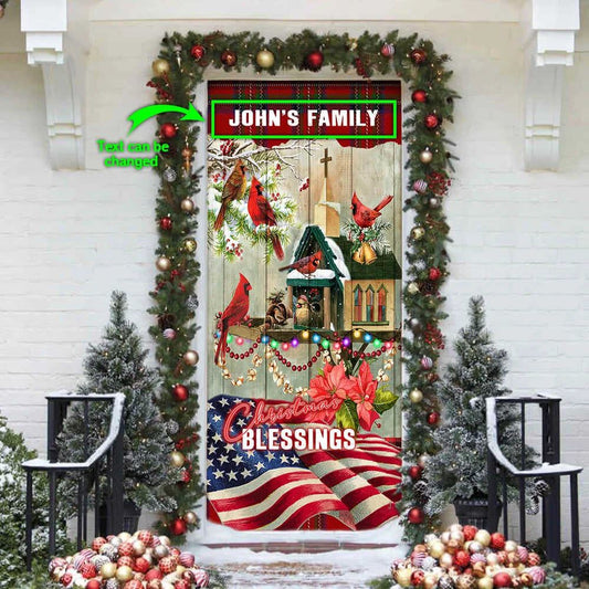 Personalized Family Christmas Blessings Home Door Cover, Christmas Door Knob Covers, Christmas Outdoor Decoration