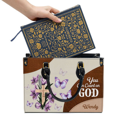 Personalized Floral Cross You Can Count On God Leather Bag, Christian Pu Leather Bags For Women