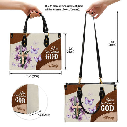 Personalized Floral Cross You Can Count On God Leather Bag, Christian Pu Leather Bags For Women