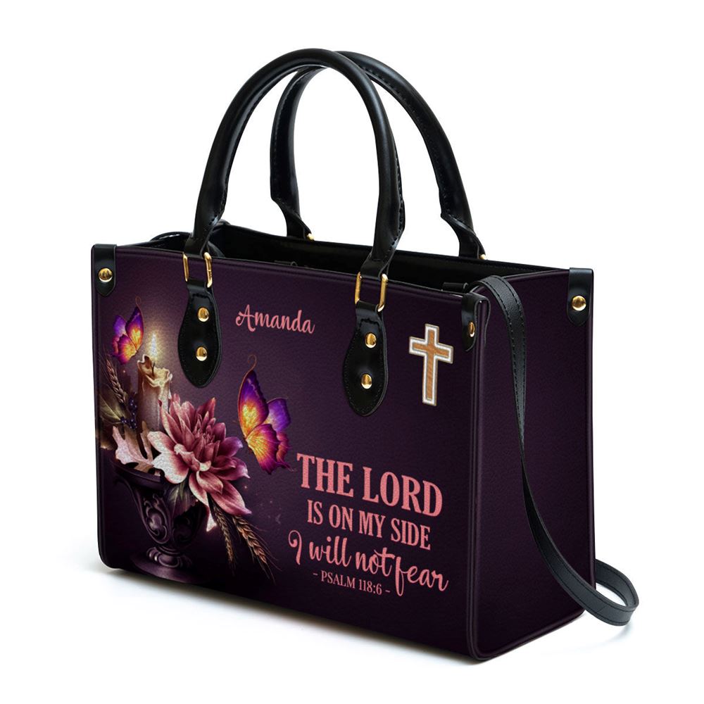 Personalized Flower I Will Not Fear Leather Bag, Christian Pu Leather Bags For Women