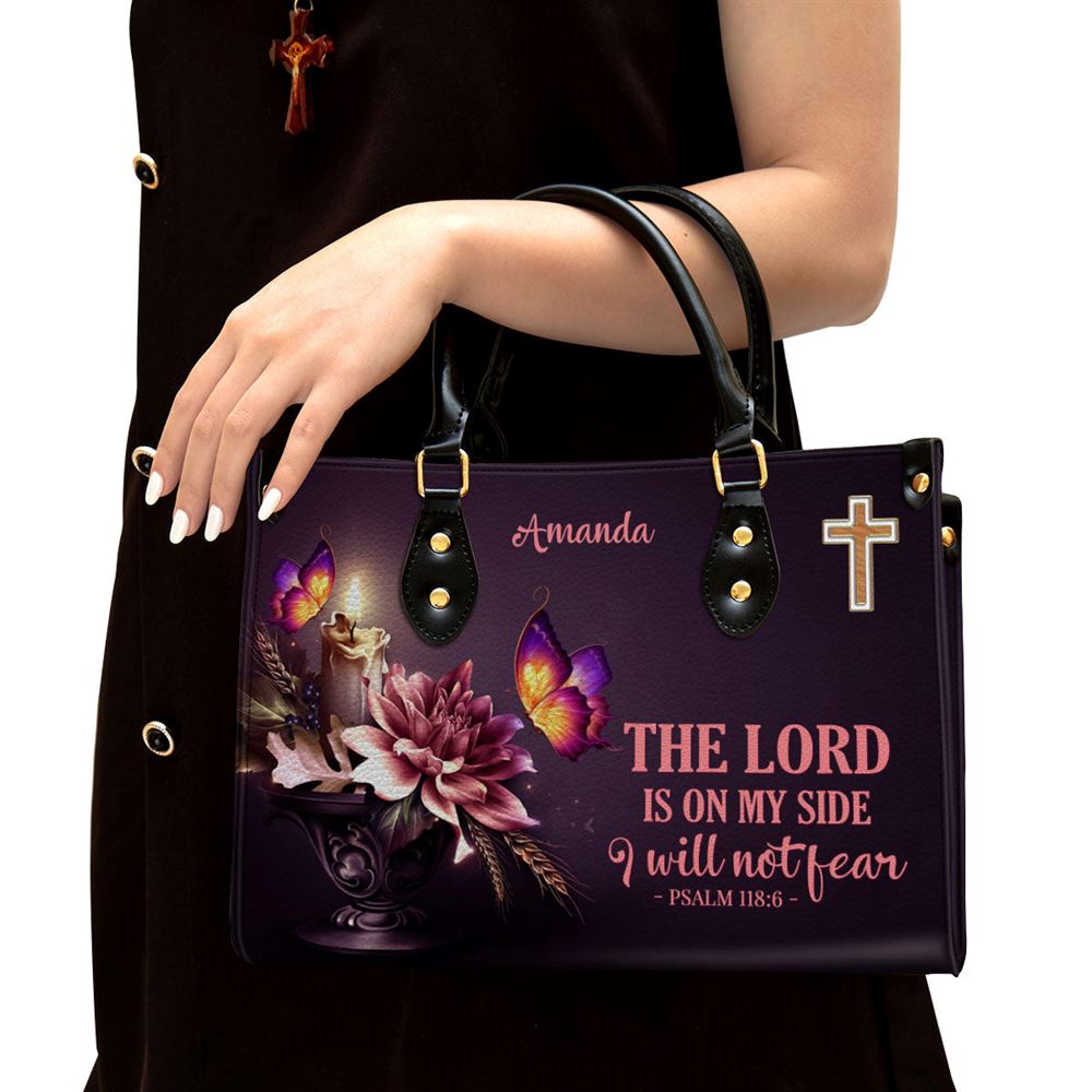 Personalized Flower I Will Not Fear Leather Bag, Christian Pu Leather Bags For Women