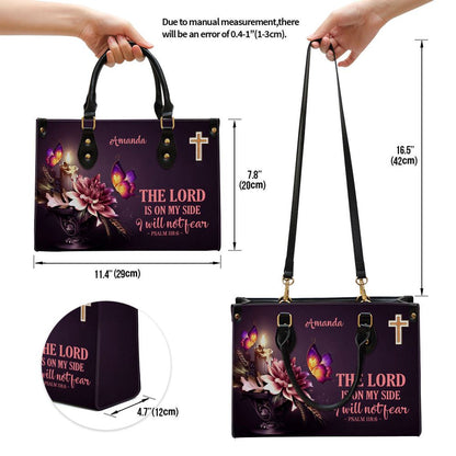 Personalized Flower I Will Not Fear Leather Bag, Christian Pu Leather Bags For Women