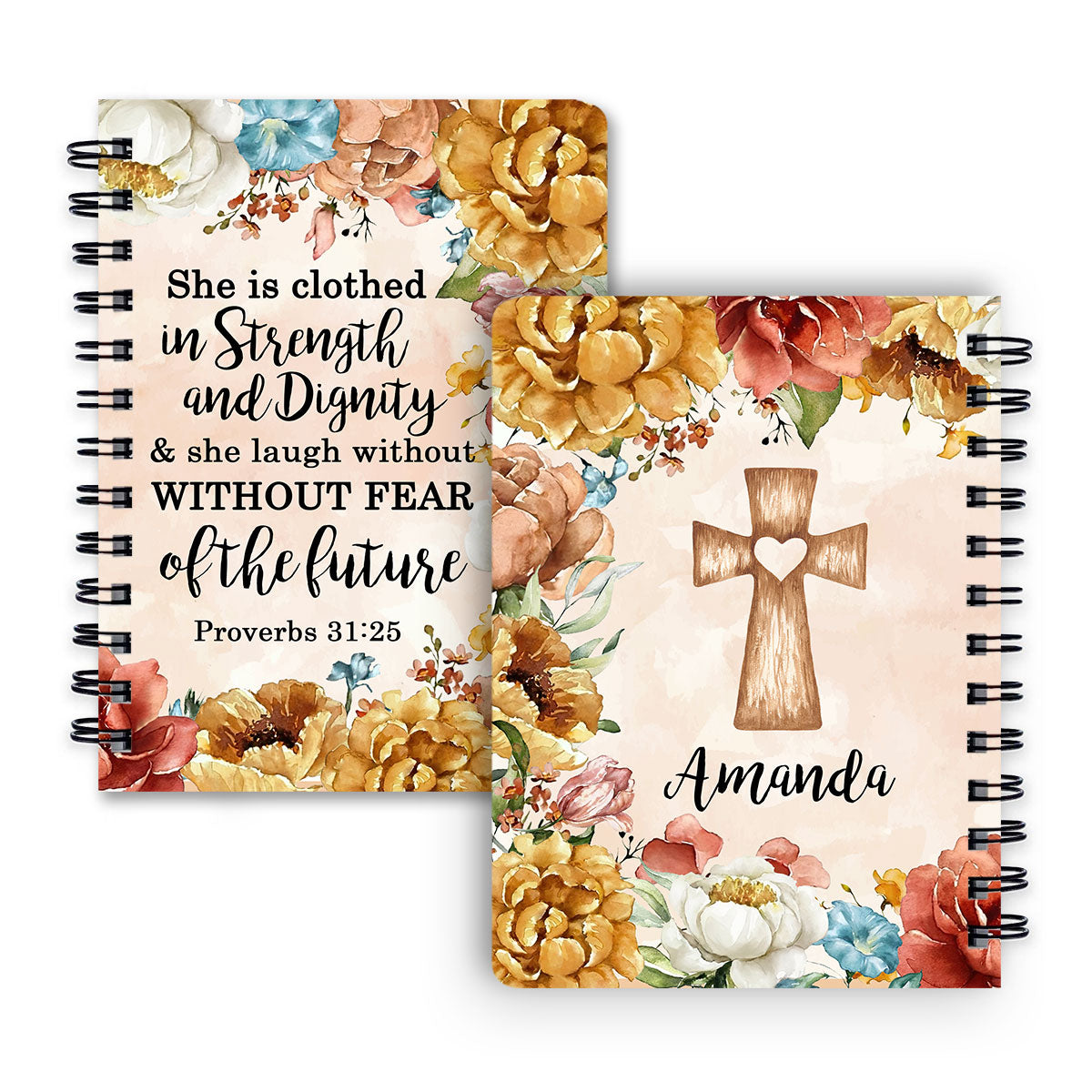 Personalized Flower Spiral Journal Proverbs 3125 Spiritual Gifts For Christian Women, Spiritual Gift Faith For Christians