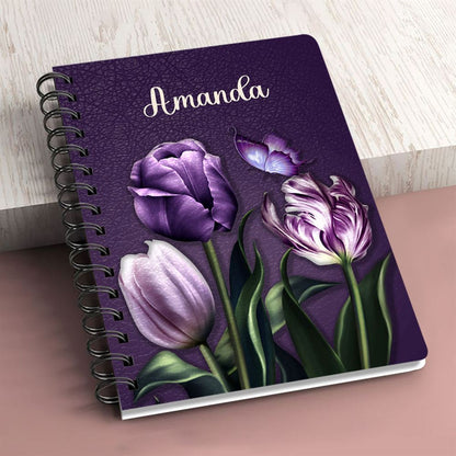 Personalized Flower Spiral Notebook For God So Loved The World, Christian Spiral Notebooks