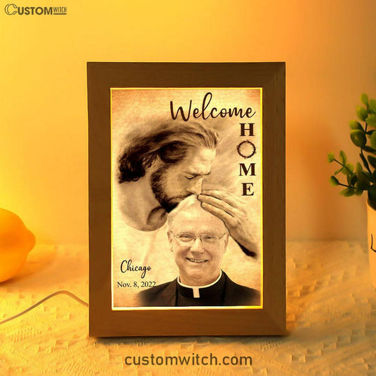 Personalized Frame Lamp Safe In God's Arms - Custom Welcome Home Frame Lamp Art - Digital File