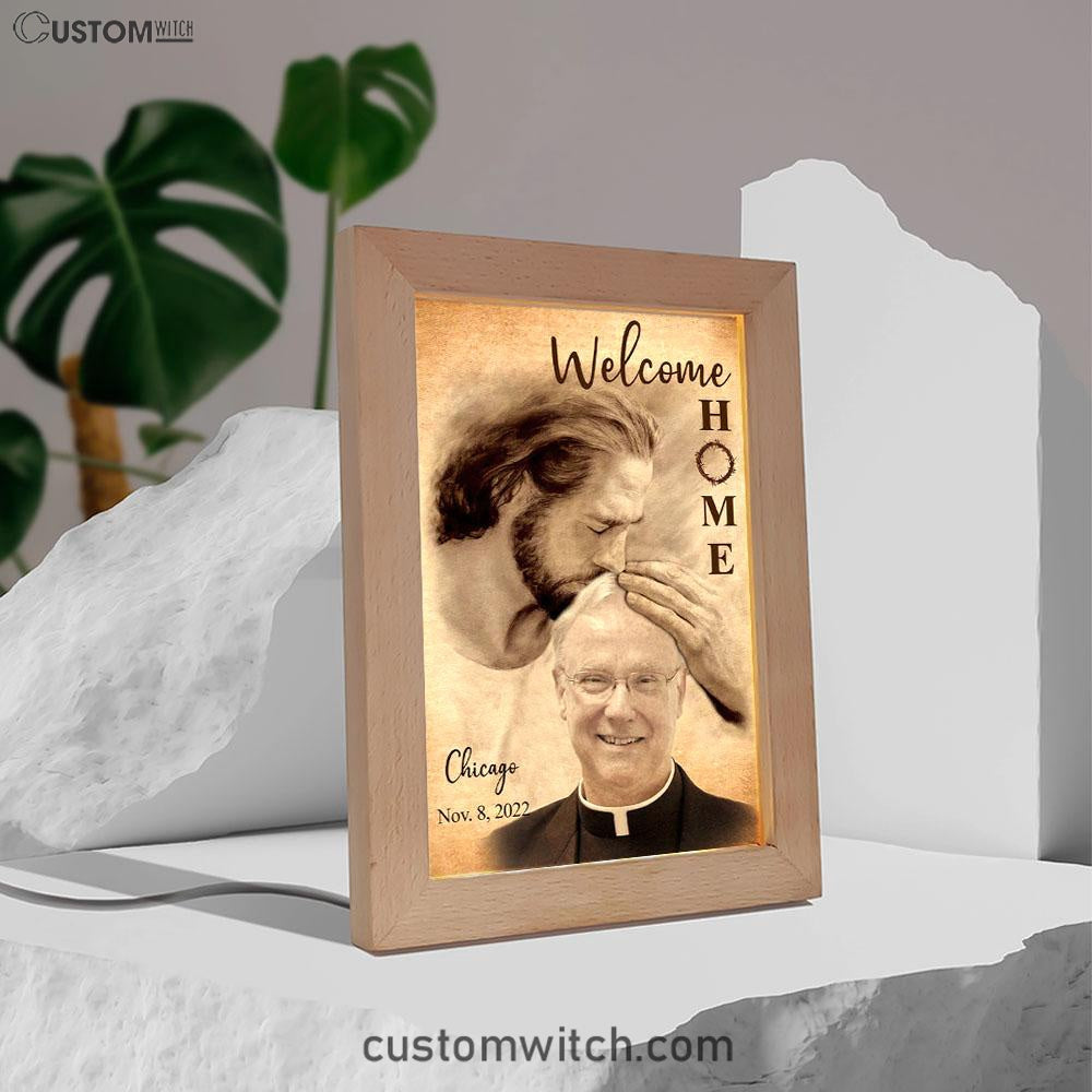 Personalized Frame Lamp Safe In God's Arms - Custom Welcome Home Frame Lamp Art - Digital File