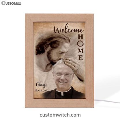 Personalized Frame Lamp Safe In God's Arms - Custom Welcome Home Frame Lamp Art - Digital File