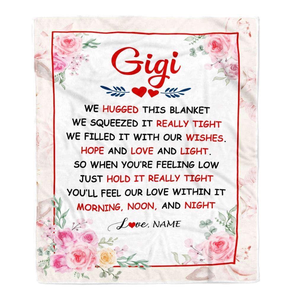 Personalized Gigi Blanket From Grandkids Granddaughter Grandson We Hugged This Blanket Floral, Mother's Day Blanket, Mothers Day Birthday Gift For Mom
