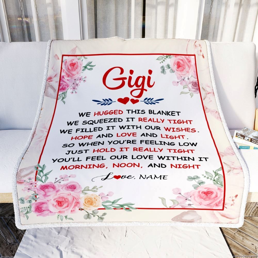 Personalized Gigi Blanket From Grandkids Granddaughter Grandson We Hugged This Blanket Floral, Mother's Day Blanket, Mothers Day Birthday Gift For Mom