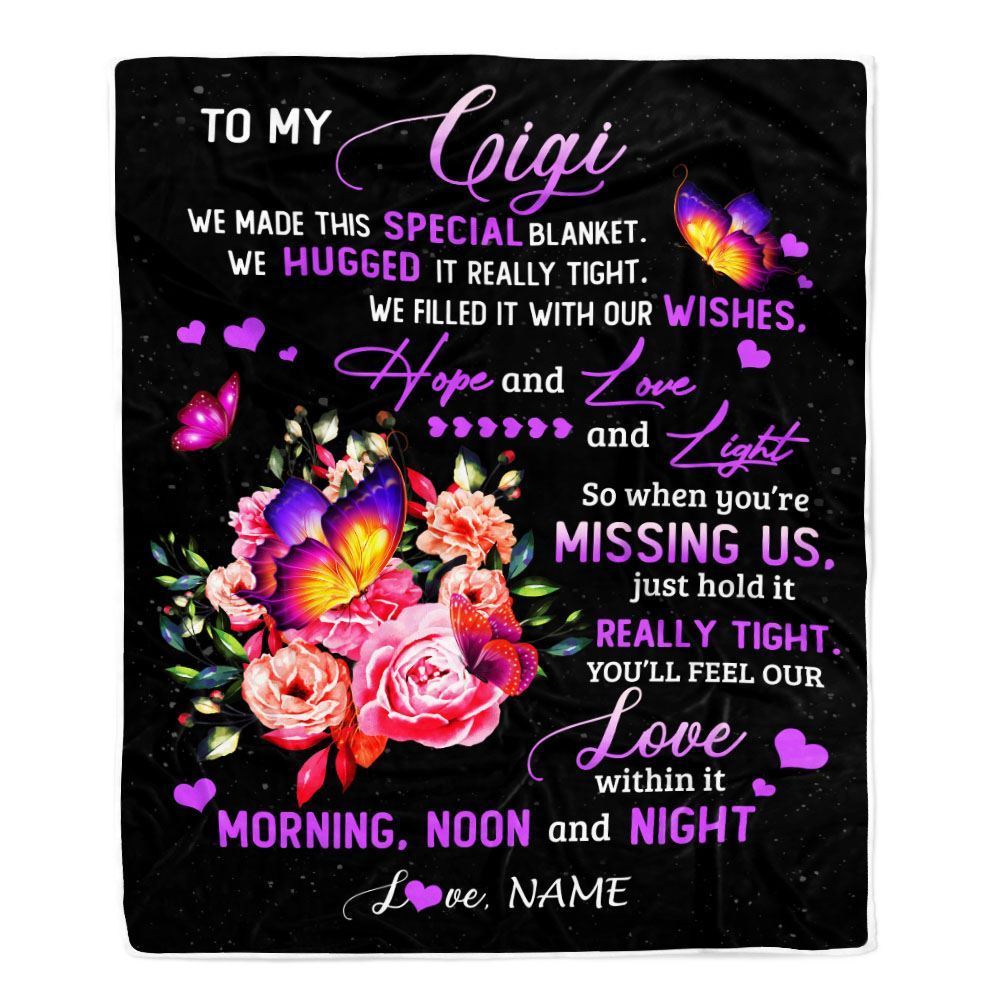 Personalized Gigi Blanket From Grandkids Granddaughter We Made This Special Blanket Flower, Mother's Day Blanket, Mothers Day Birthday Gifts For Mom