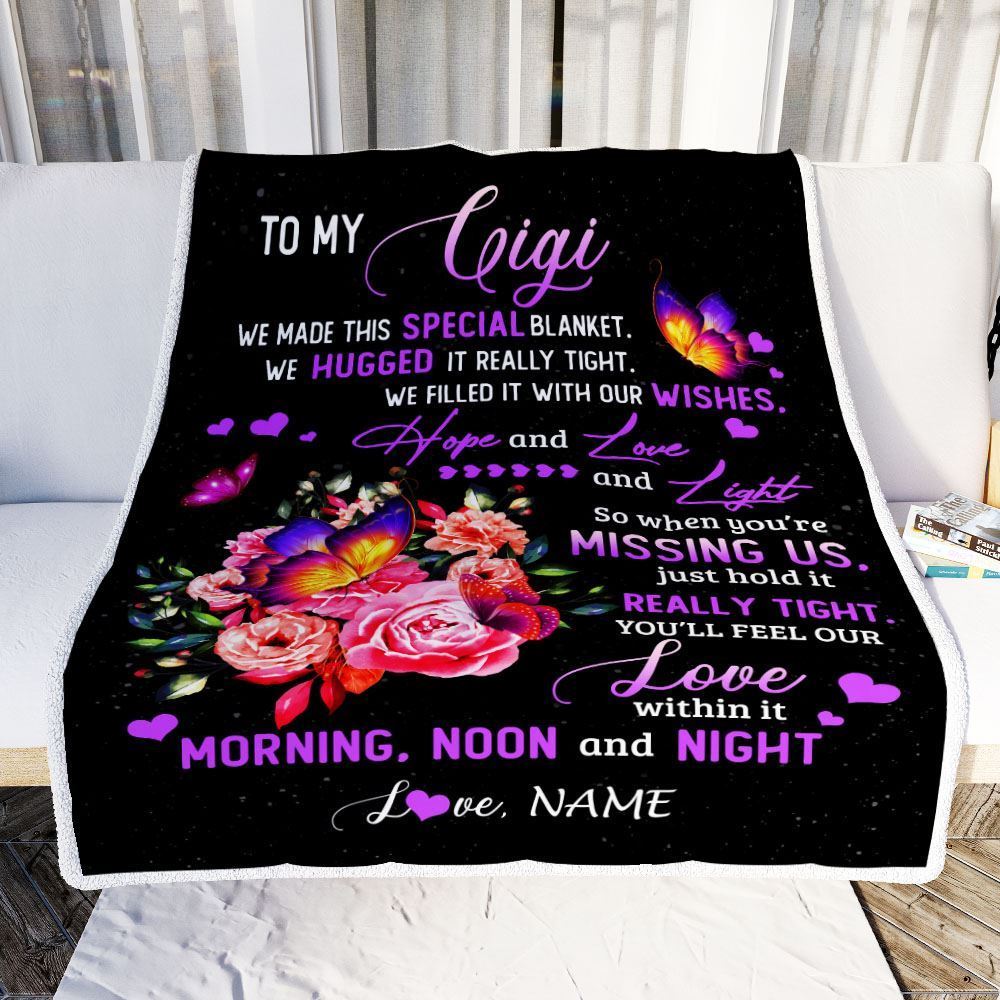 Personalized Gigi Blanket From Grandkids Granddaughter We Made This Special Blanket Flower, Mother's Day Blanket, Mothers Day Birthday Gifts For Mom