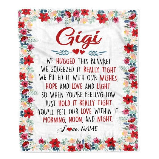 Personalized Gigi Blanket From Grandkids Grandson Granddaughter We Hugged This, Mother's Day Blanket, Mothers Day Birthday Gifts For Mom
