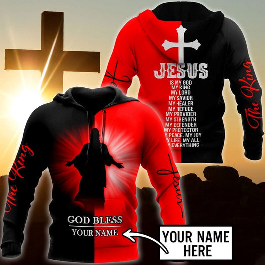 Personalized God Bless Jesus Is My King God 3D Hoodie For Man And Women, Jesus Printed 3D Hoodie