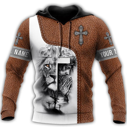 Personalized God Bless Lion Jesus And Cross Printed Design God 3D Hoodie For Man And Women, Jesus Printed 3D Hoodie