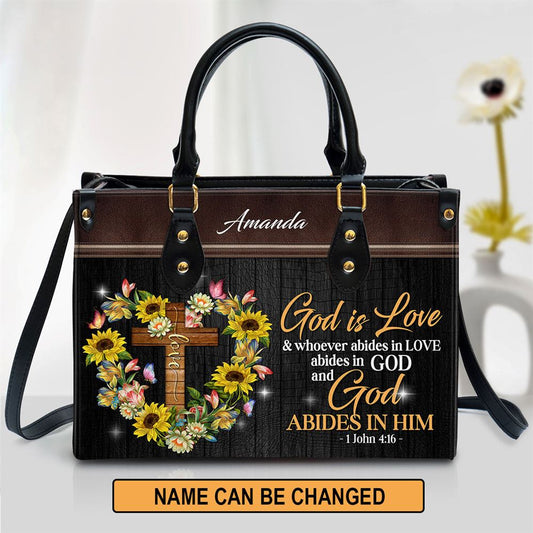 Personalized God Is Love Leather Bag, Christian Pu Leather Bags For Women