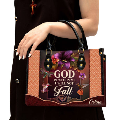Personalized God Is Within Me I Will Not Fall Special Hummingbird Leather Bag, Christian Pu Leather Bags For Women