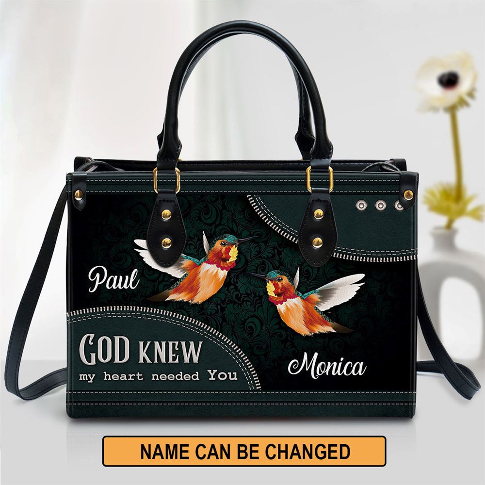 Personalized God Knew My Heart Needed You Leather Bag, Christian Pu Leather Bags For Women