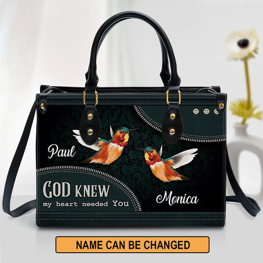 Personalized God Knew My Heart Needed You Leather Bag, Christian Pu Leather Bags For Women