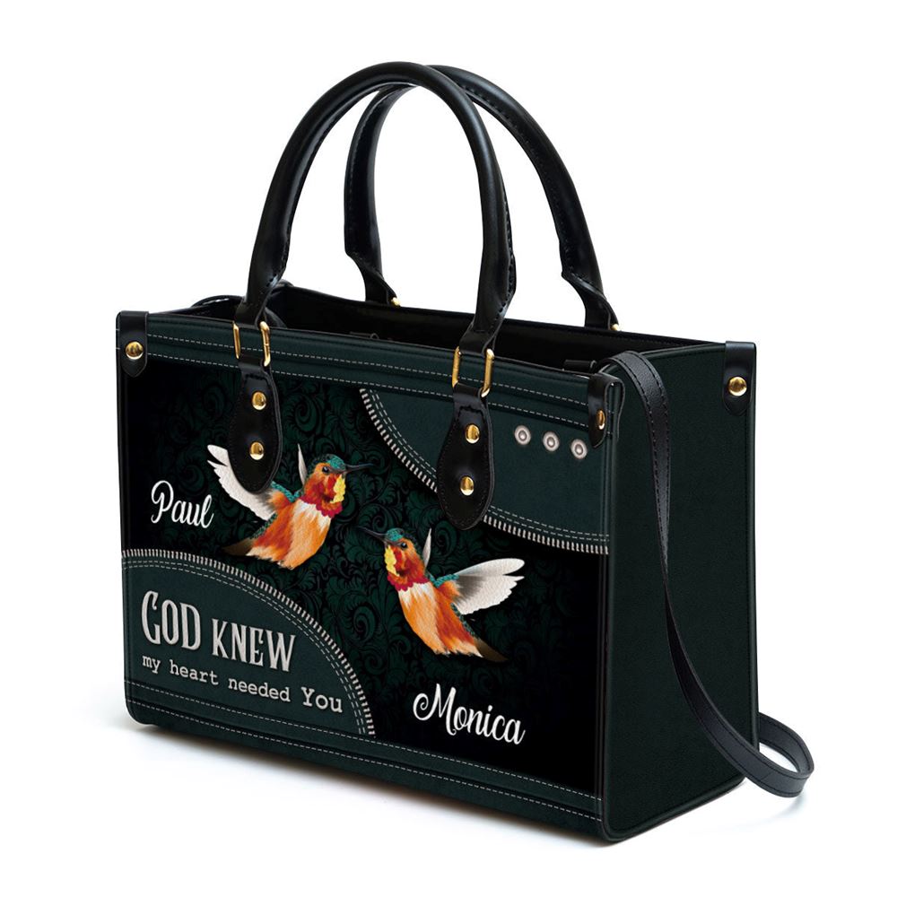 Personalized God Knew My Heart Needed You Leather Bag, Christian Pu Leather Bags For Women