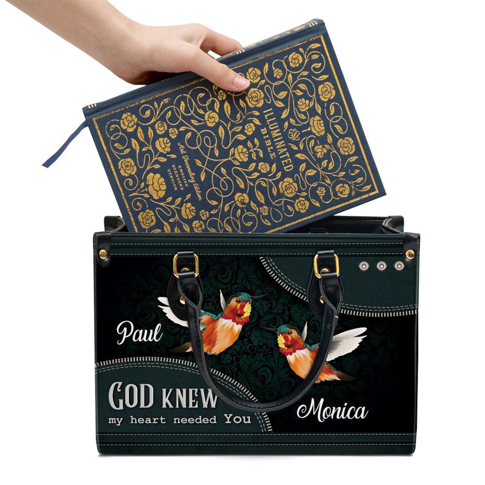 Personalized God Knew My Heart Needed You Leather Bag, Christian Pu Leather Bags For Women