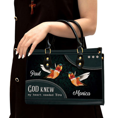 Personalized God Knew My Heart Needed You Leather Bag, Christian Pu Leather Bags For Women