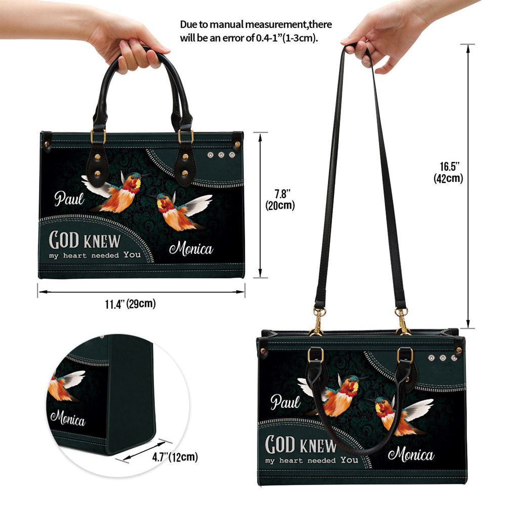 Personalized God Knew My Heart Needed You Leather Bag, Christian Pu Leather Bags For Women