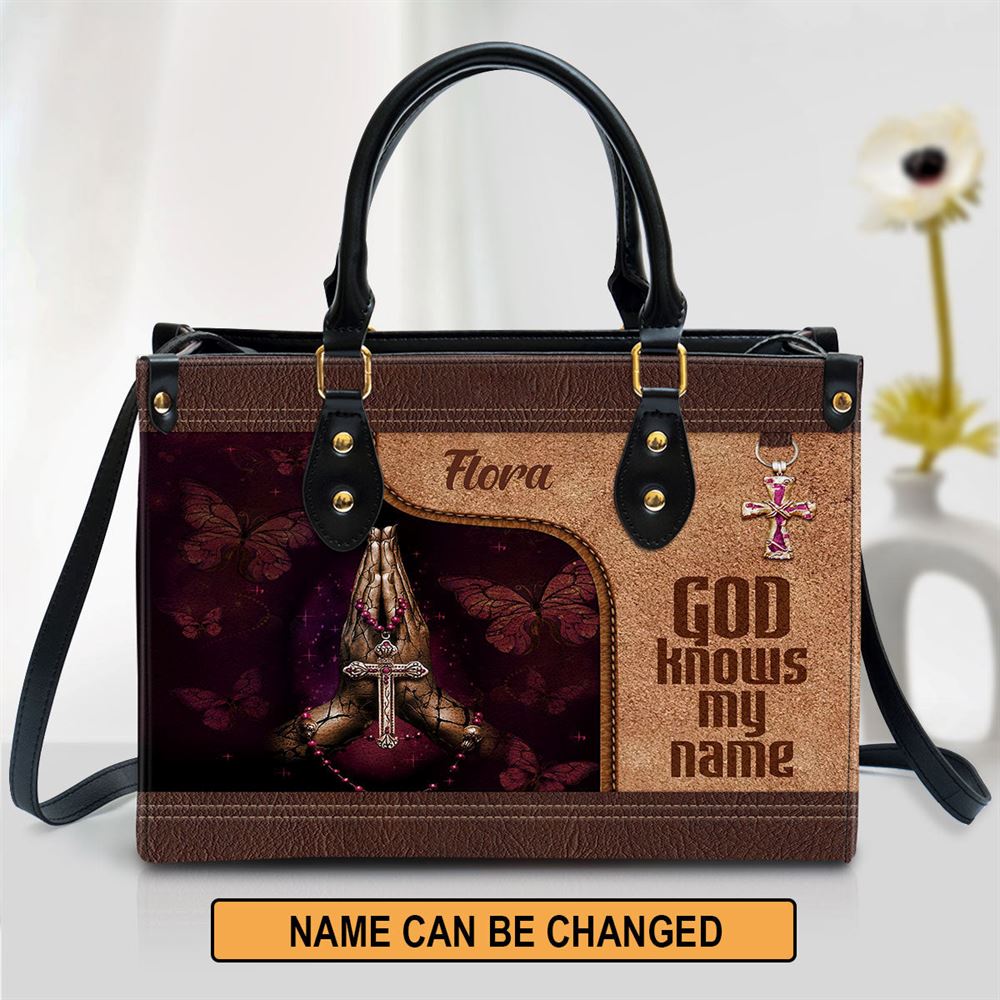 Personalized God Knows My Name Leather Bag, Christian Pu Leather Bags For Women