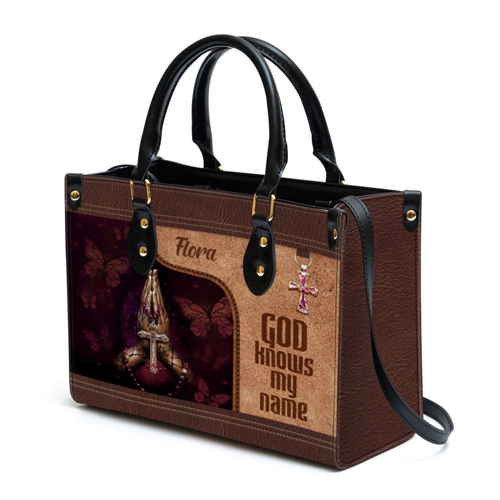Personalized God Knows My Name Leather Bag, Christian Pu Leather Bags For Women
