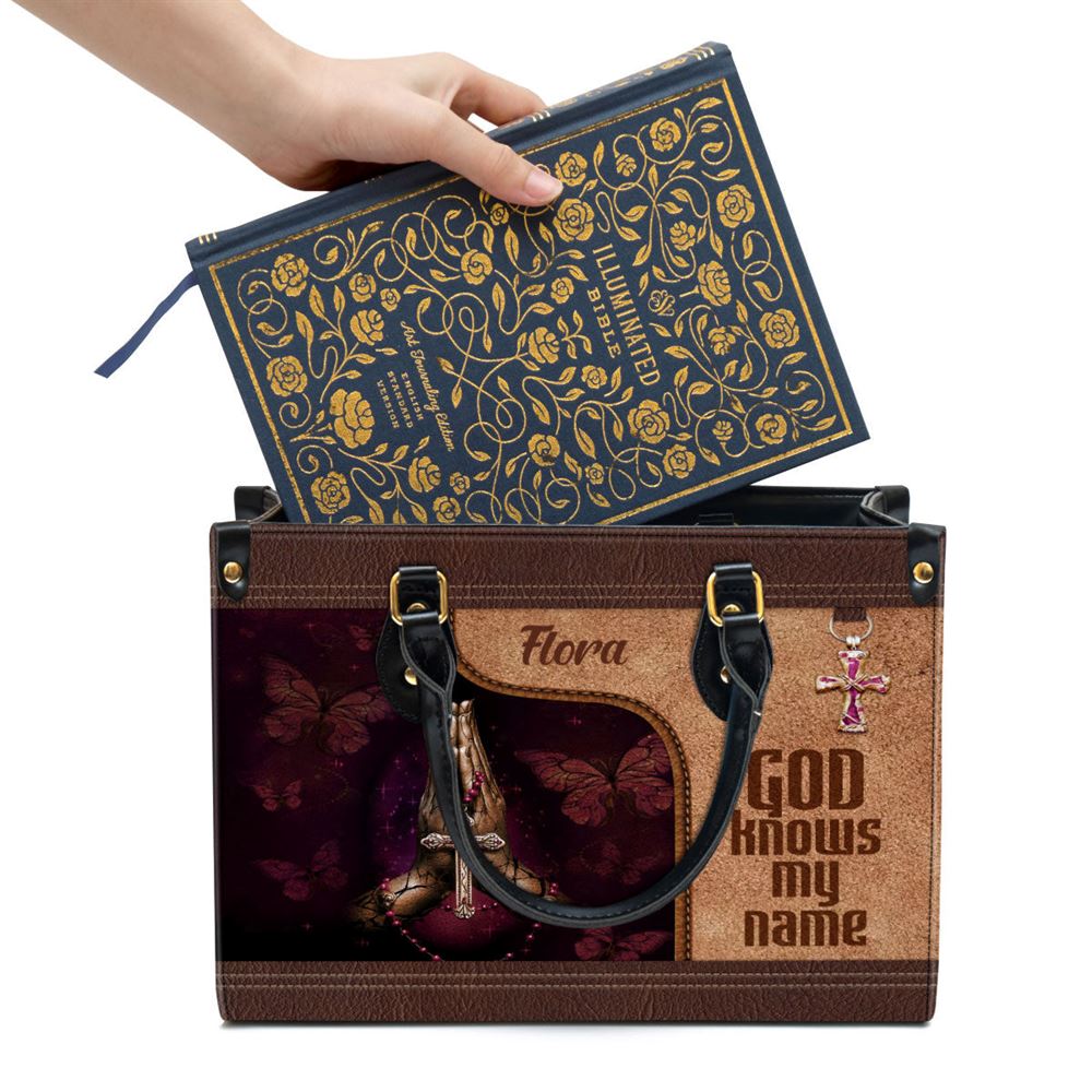 Personalized God Knows My Name Leather Bag, Christian Pu Leather Bags For Women