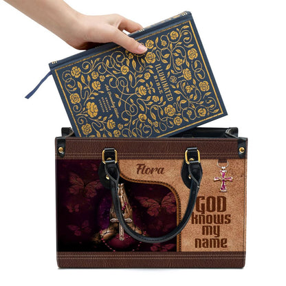 Personalized God Knows My Name Leather Bag, Christian Pu Leather Bags For Women