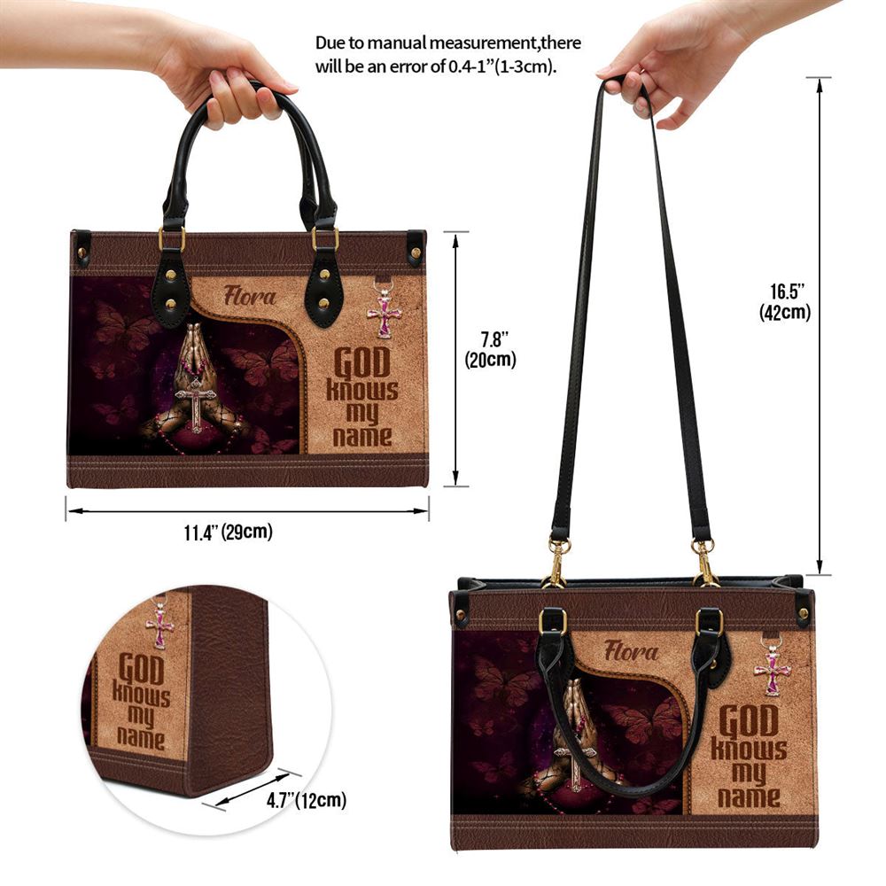 Personalized God Knows My Name Leather Bag, Christian Pu Leather Bags For Women